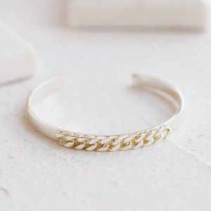 Dannijo Silver Chain Detail Cuff Bracelet